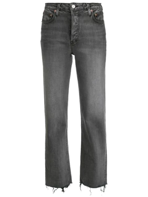 Trave Denim Mid Rise Straight Leg Jeans In Touch Of Grey 
