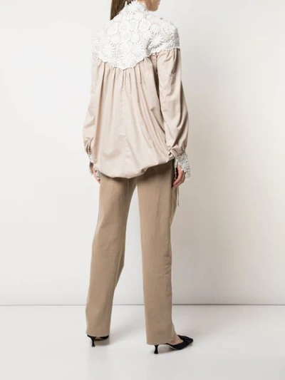 Shop Rosie Assoulin Floral Embroidered Details Blouse In Neutrals