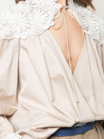 Shop Rosie Assoulin Floral Embroidered Details Blouse In Neutrals