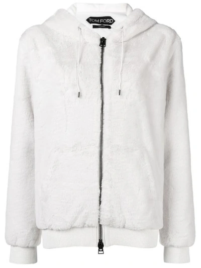 Shop Tom Ford Hooded Zipped Jacket - White