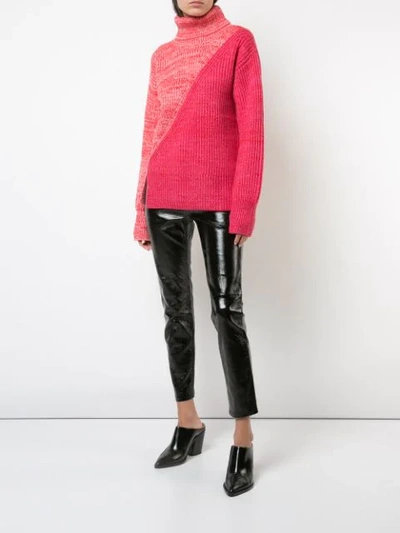 Shop Derek Lam 10 Crosby Bi-color Turtleneck Sweater - Red