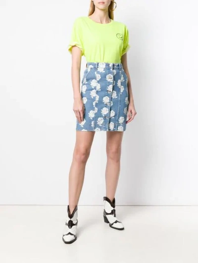 Shop Kenzo Denim Floral Skirt In 01 Denim