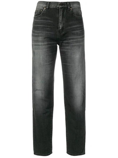 Shop Saint Laurent Distressed Boyfriend Jeans In Black