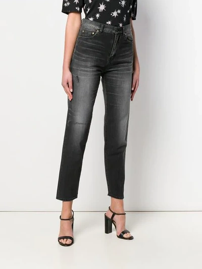 Shop Saint Laurent Distressed Boyfriend Jeans In Black