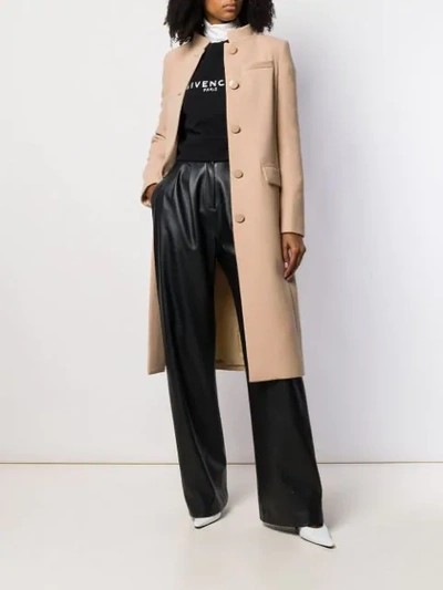 Shop Givenchy Classic Button-up Coat In Neutrals