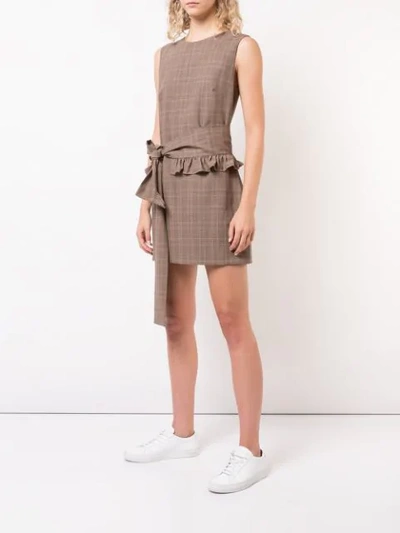 Shop Maggie Marilyn Belted Check Mini Dress In Brown