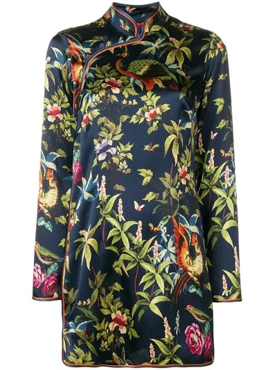 Shop F.r.s For Restless Sleepers Printed Silk Dress In Blue
