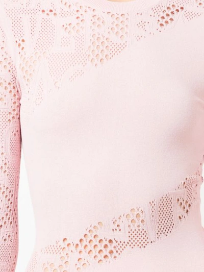 Shop Versace Alphabet Lace Insert Dress In Pink