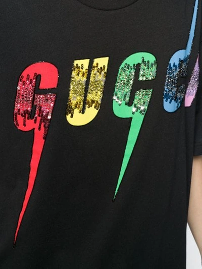 Shop Gucci Sequin Logo T-shirt - Black