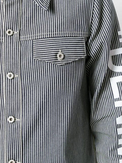 Shop Off-white Striped Denim Jacket - Blue