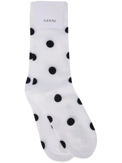 Shop Ganni 'classon Dots' Socken - Weiss In White