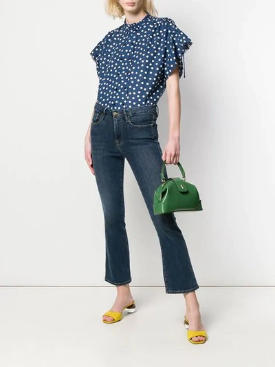 Shop Apc Double Breasted Polka Dot Shirt In Blue