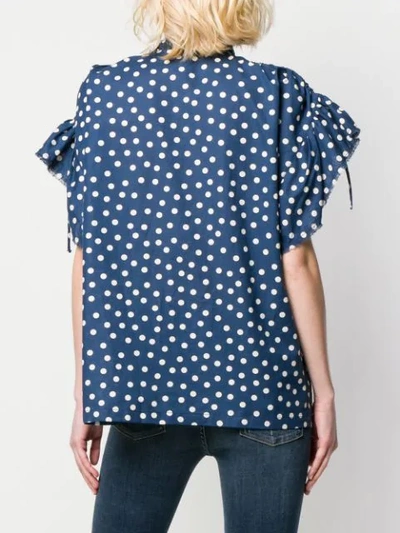 Shop Apc Double Breasted Polka Dot Shirt In Blue