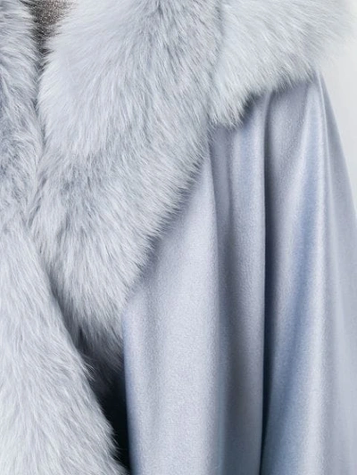 Shop Liska Hooded Fur-trimmed Coat In Blue