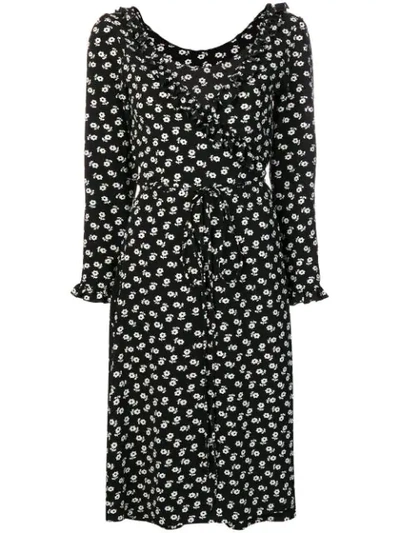 Shop Alexa Chung Floral Print Wrap Dress In Black