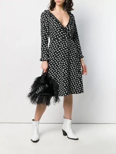 Shop Alexa Chung Floral Print Wrap Dress In Black