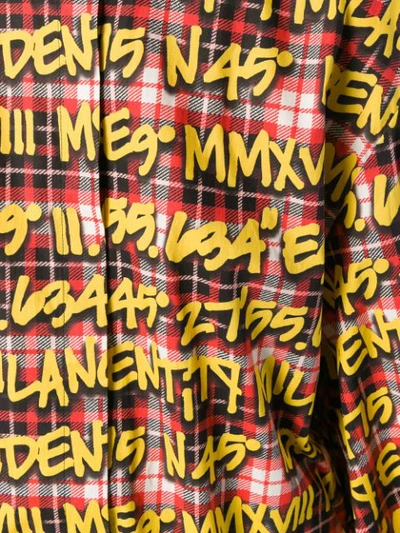 Shop Msgm Slogan Print Check Shirt In Yellow
