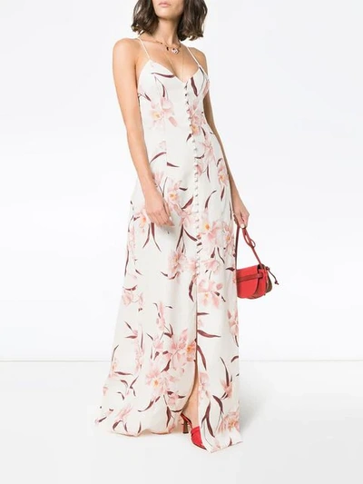 ZIMMERMANN CREAM, BROWN AND PINK CORSAGE ORCHID PRINT SLIP DRESS - MULTICOLOURED