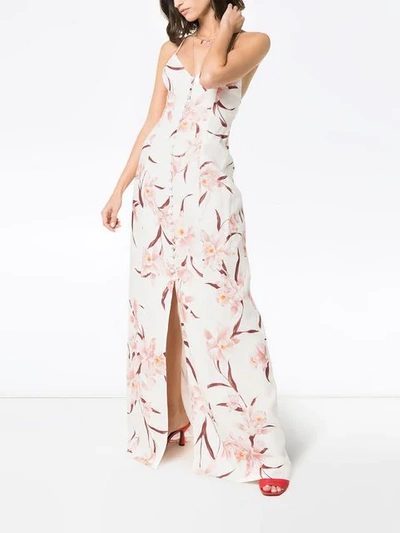 ZIMMERMANN CREAM, BROWN AND PINK CORSAGE ORCHID PRINT SLIP DRESS - MULTICOLOURED