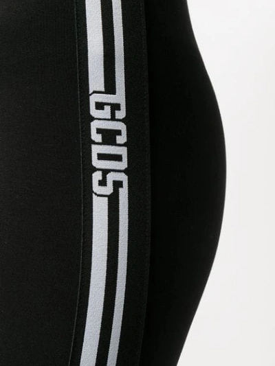 Shop Gcds Stripe Trim Leggings In Black