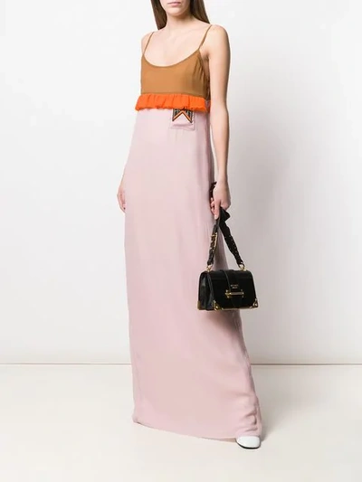 Shop Prada Ruffle Trim Maxi Dress In Pink