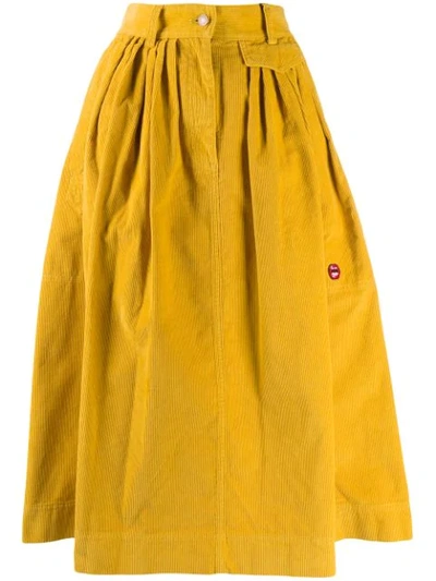 Shop Marc Jacobs Corduroy Midi Skirt  In 700 Yellow