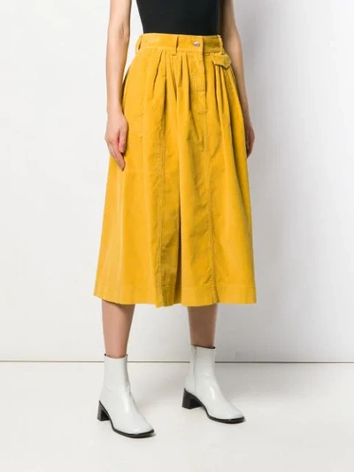 Shop Marc Jacobs Corduroy Midi Skirt  In 700 Yellow