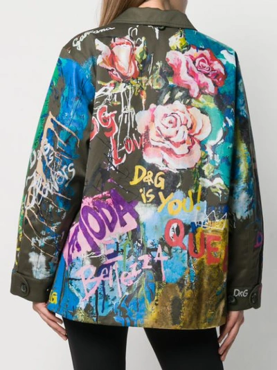 Shop Dolce & Gabbana Graffiti Art Print Jacket - Green