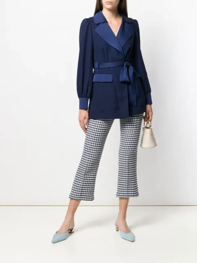 Shop Diane Von Furstenberg Stassie Satin Crepe Drawstring Jacket In Blue