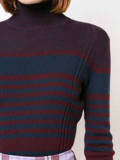 Shop Victoria Victoria Beckham Striped Fitted Sweater - Blue