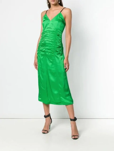 Shop Helmut Lang Ruched Slip Dress - Green