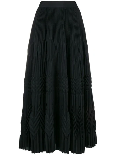 Shop Givenchy Long Pleated Skirt In Black