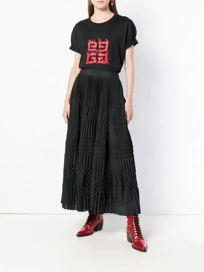 Shop Givenchy Long Pleated Skirt In Black