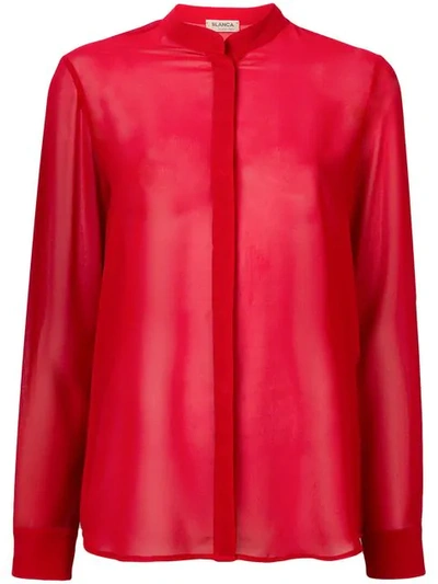 Shop Blanca Band Collar Shirt In Red