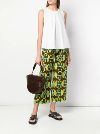 Shop Aspesi Wide Leg Cropped Trousers In Green