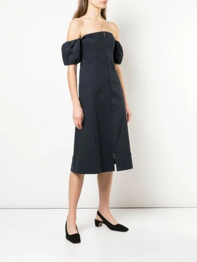 APIECE APART 'NO-SHOULDER' MIDI DRESS - 蓝色