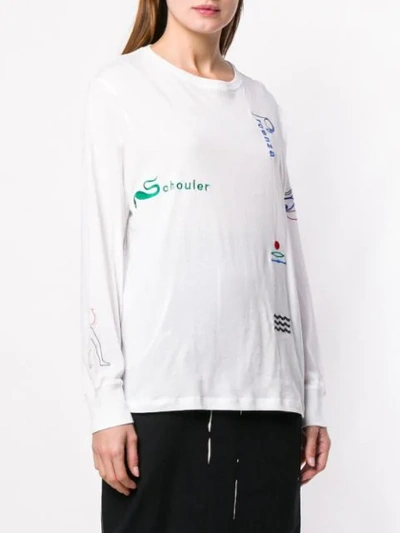 Shop Proenza Schouler Hieroglyph Embroidered Sweater In White