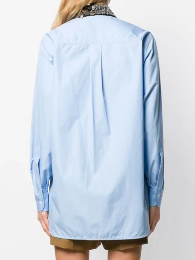 Shop N°21 Oversized Sequin-collar Shirt In Blue