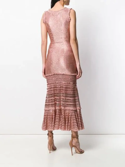 Shop Alexander Mcqueen Laddered Knit Midi Dress In Pink