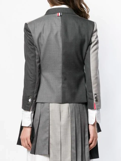 Shop Thom Browne Crop-sleeve Panelled Blazer In Grey