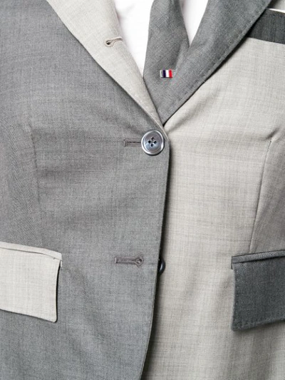 Shop Thom Browne Crop-sleeve Panelled Blazer In Grey