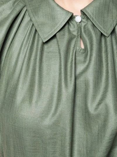 Shop Adeam Spread Collar Draped Blouse In Green