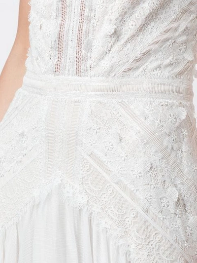 Shop Tadashi Shoji Plunge Lace Evening Dress In White