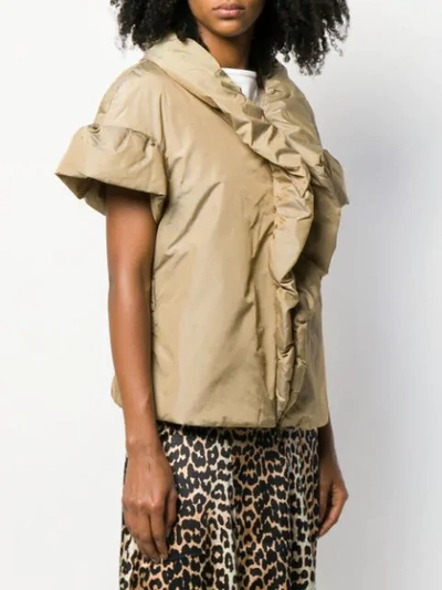 Pre-owned Moschino 1990's Draped Padded Shortsleved Jacket In Neutrals