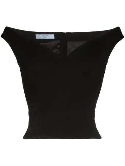 Shop Prada Off-the-shoulder Blouse In Black