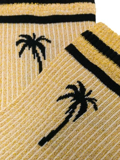 Shop Msgm Palm Tree Print Socks In Gold