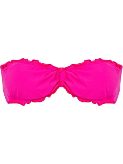 Shop Amir Slama Ruffled Trim Bandeau Bikini Top In Pink