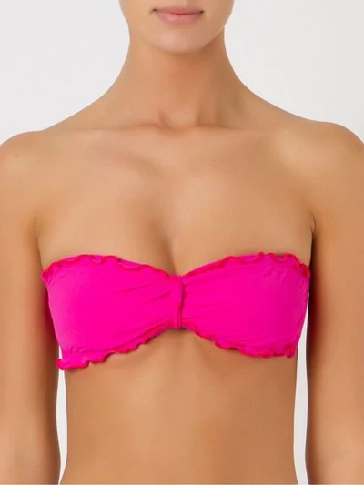 Shop Amir Slama Ruffled Trim Bandeau Bikini Top In Pink