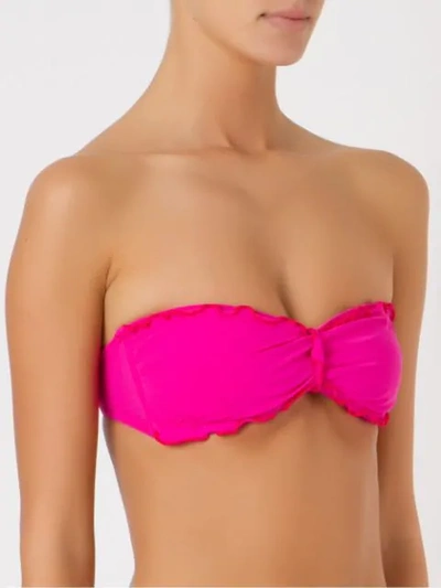 Amir Slama Ruffled Trim Bandeau Bikini Top In Pink