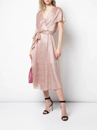 Alice And Olivia Darva Wrap effect Lame Dress In Gold ModeSens